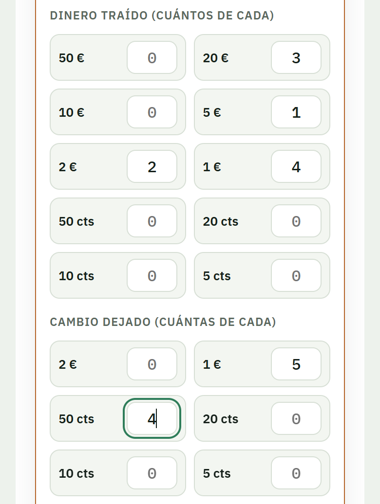 Recuento de billetes y monedas