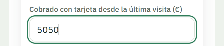 Campo de cobrado con tarjeta
