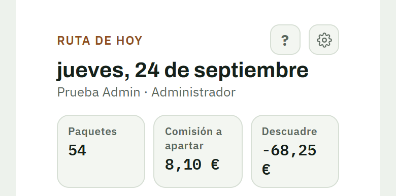 Cabecera con el botón de engranaje